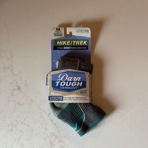 Women's Darn Tough 1/4 Cushioned Hike/Trek Socks - Gray and Teal
